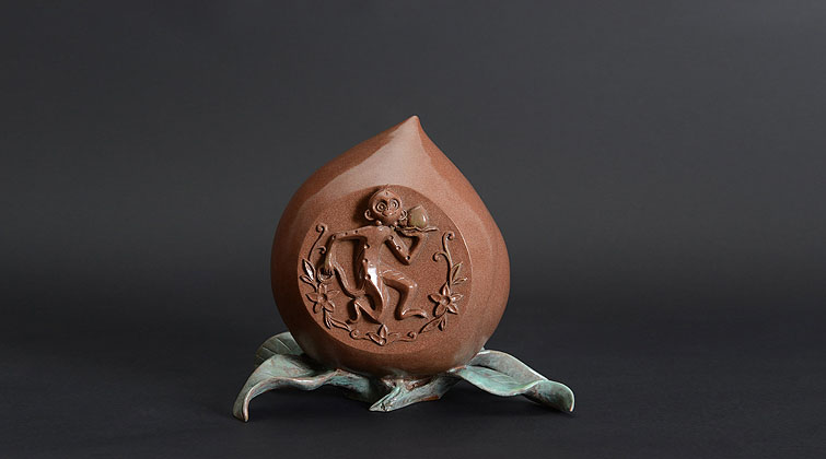 猴獻(xiàn)仙桃祝萬?！ぬ煸鰵q月人增壽